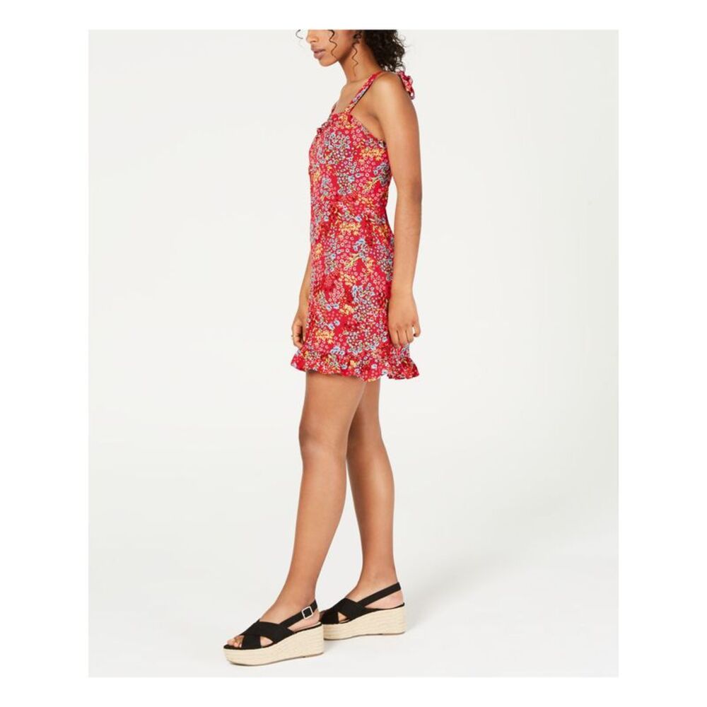 B DARLIN Womens Sleeveless V Neck Mini Ruffled Dress - Picture 3 of 4